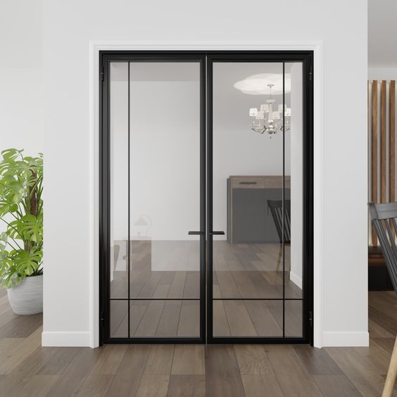 Glass doors with hinges